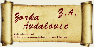 Zorka Avdalović vizit kartica